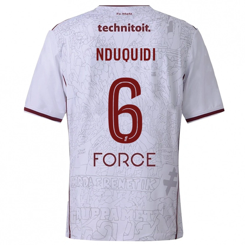 Danxen Women Joseph Nduquidi #6 White Burgundy Away Jersey 2025/26 T-Shirt