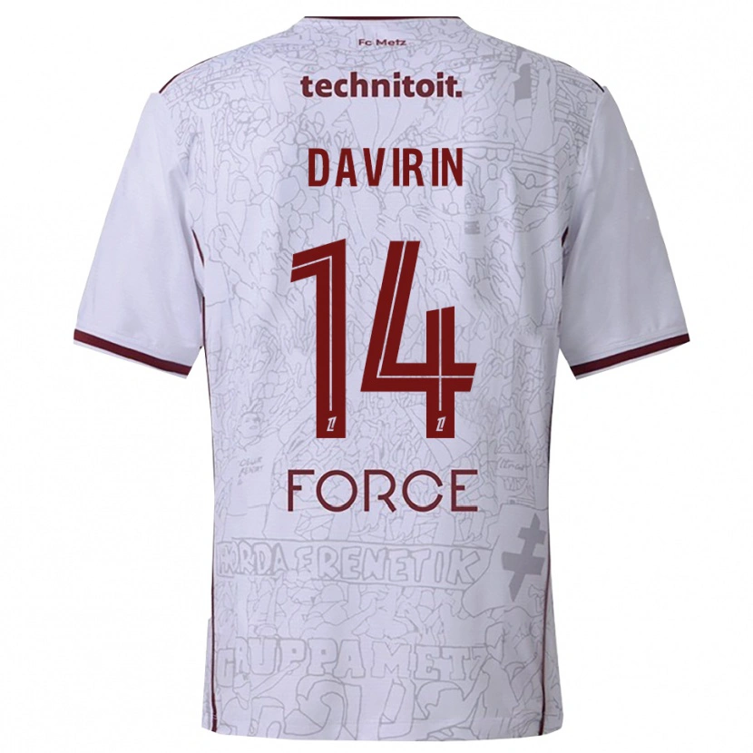 Danxen Women Pierre-Alexandre Davirin #14 White Burgundy Away Jersey 2025/26 T-Shirt