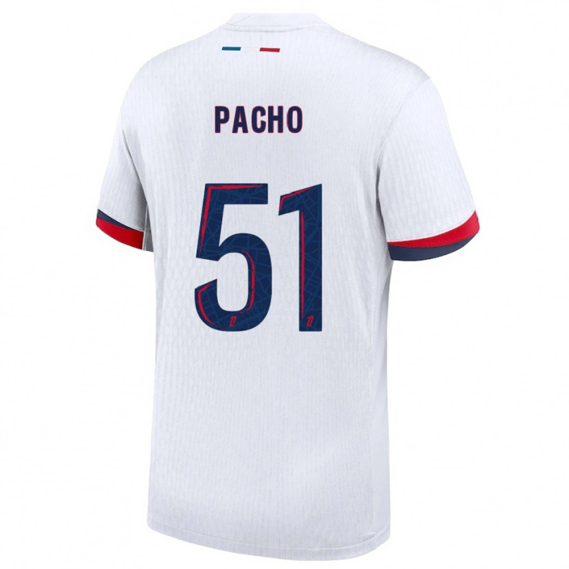 Danxen Women Willian Pacho #51 White Red Away Jersey 2025/26 T-Shirt
