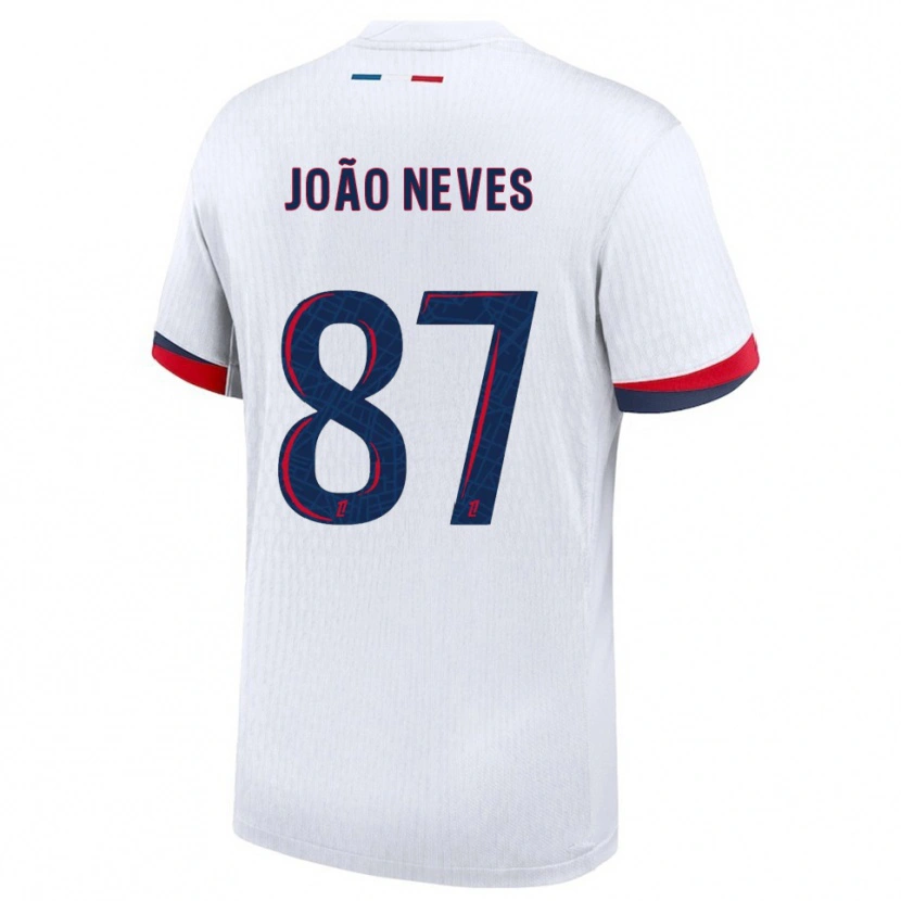 Danxen Women João Neves #87 White Red Away Jersey 2025/26 T-Shirt