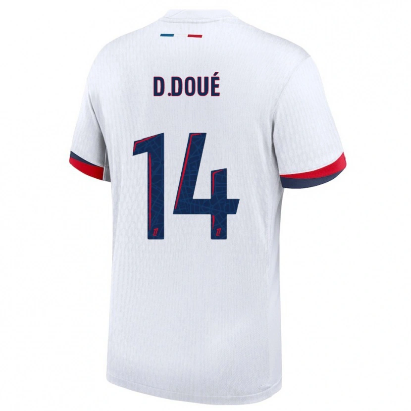 Danxen Women Désiré Doué #14 White Red Away Jersey 2025/26 T-Shirt