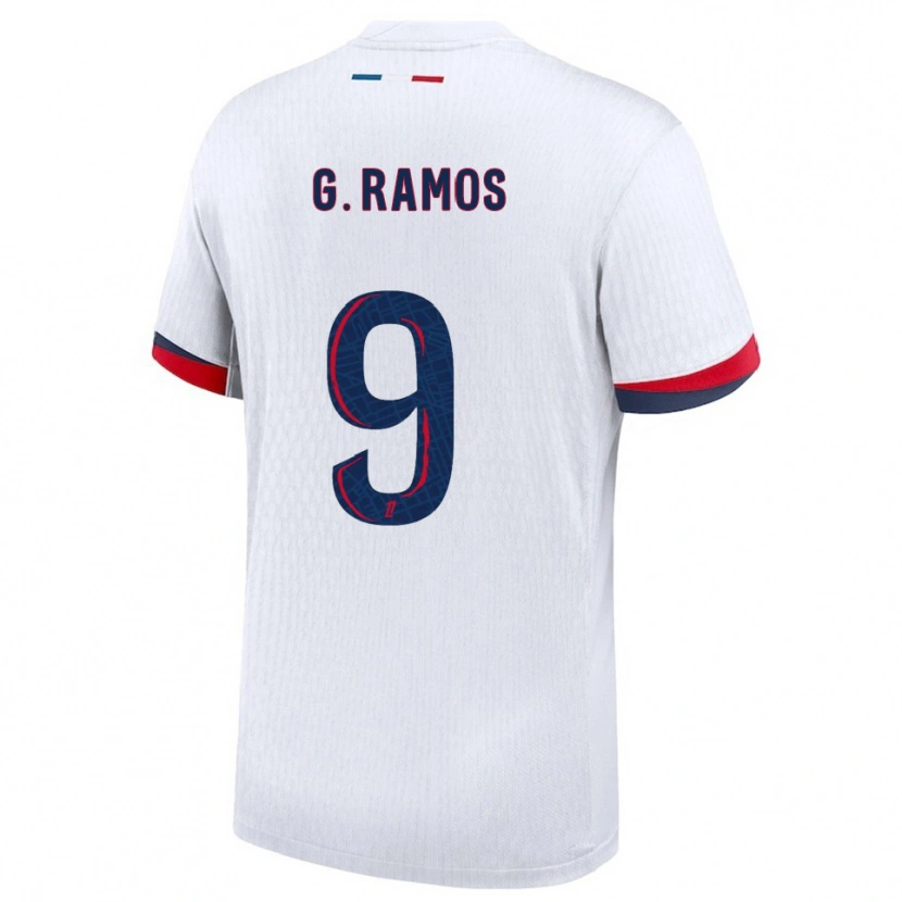 Danxen Women Gonçalo Ramos #9 White Red Away Jersey 2025/26 T-Shirt