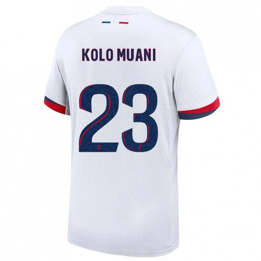Danxen Women Randal Kolo Muani #23 White Red Away Jersey 2025/26 T-Shirt