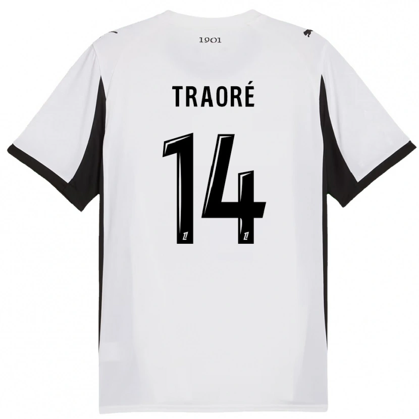 Danxen Women Erwan Traoré #14 White Black Away Jersey 2025/26 T-Shirt