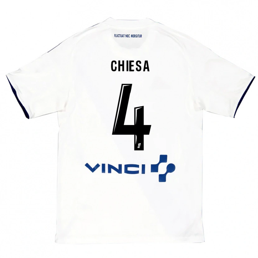 Danxen Women Ange Chiesa #4 White Blue Away Jersey 2025/26 T-Shirt