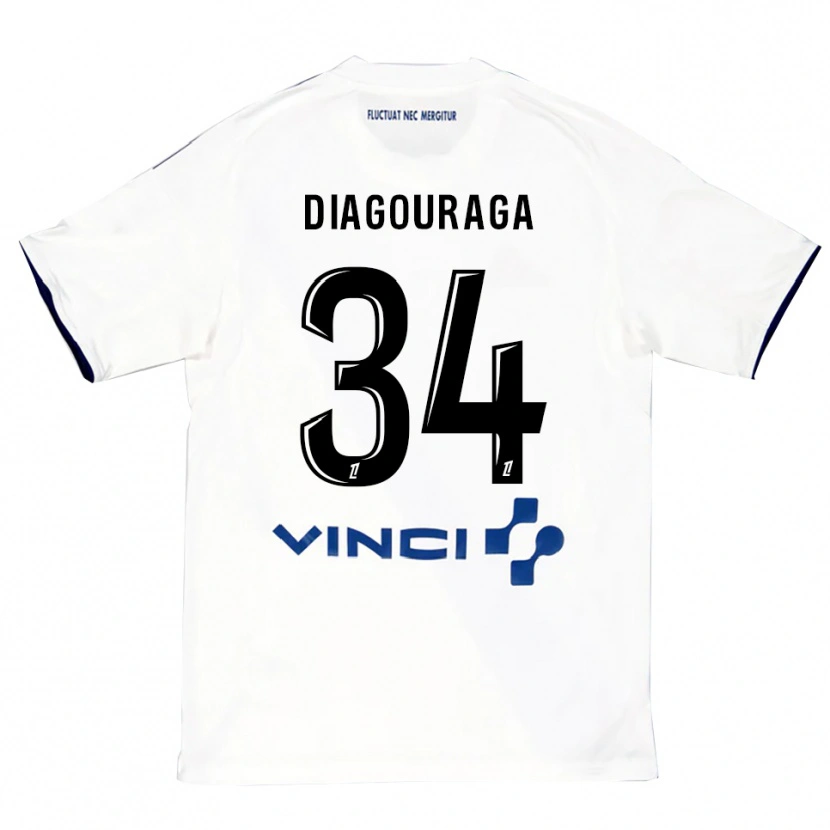 Danxen Women Djibril Diagouraga #34 White Blue Away Jersey 2025/26 T-Shirt