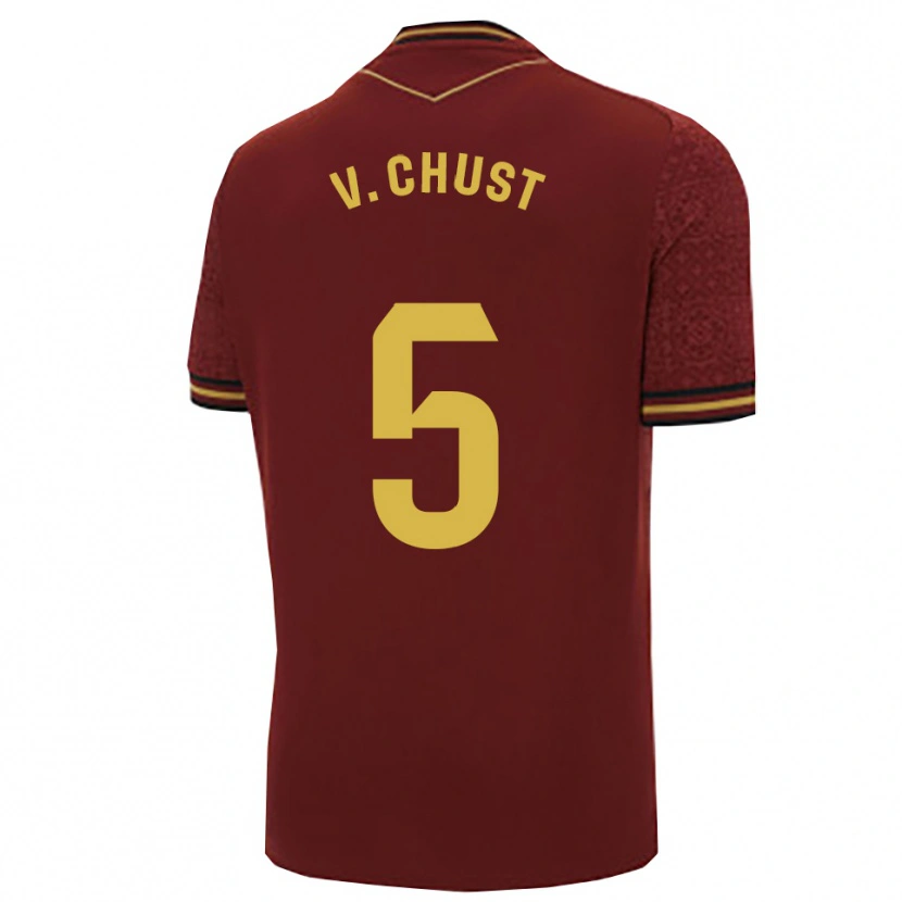 Danxen Women Víctor Chust #5 Burgundy Gold Away Jersey 2025/26 T-Shirt