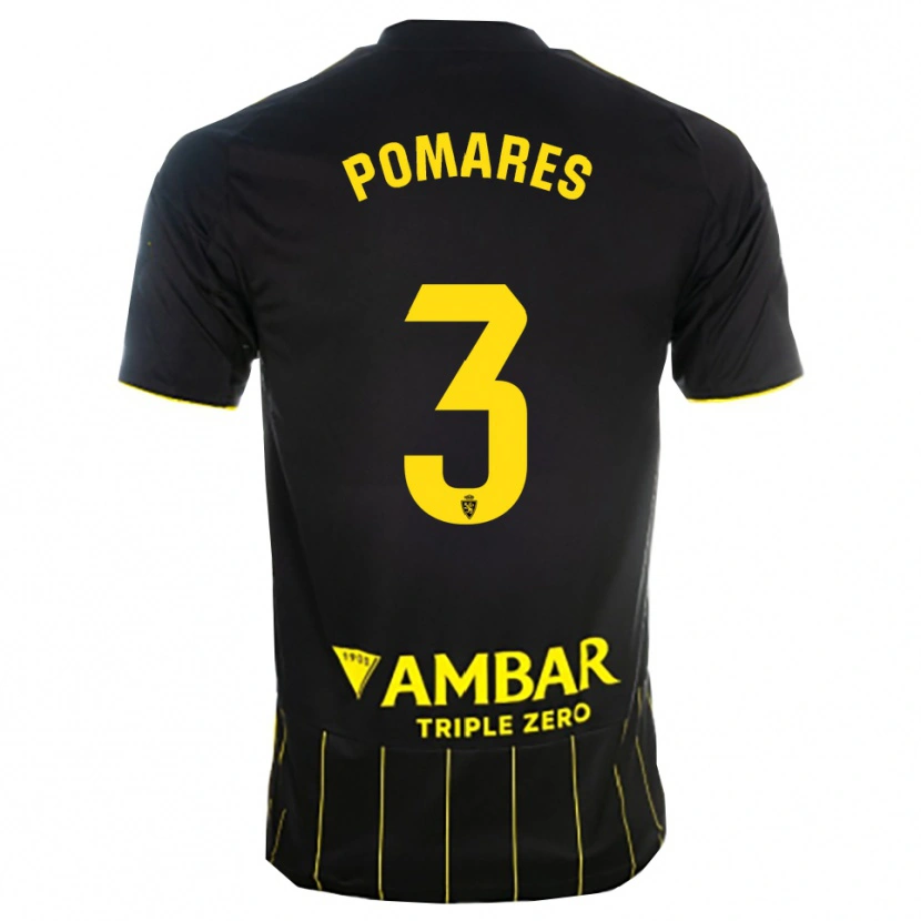 Danxen Women Carlos Pomares #3 Black Yellwo Away Jersey 2025/26 T-Shirt