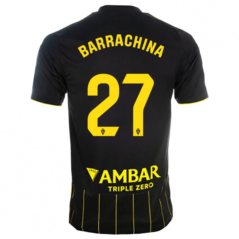 Danxen Women Hugo Barrachina #27 Black Yellwo Away Jersey 2025/26 T-Shirt