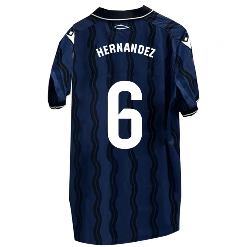 Danxen Women Carlos Hernández #6 Dark Blue Black Away Jersey 2025/26 T-Shirt