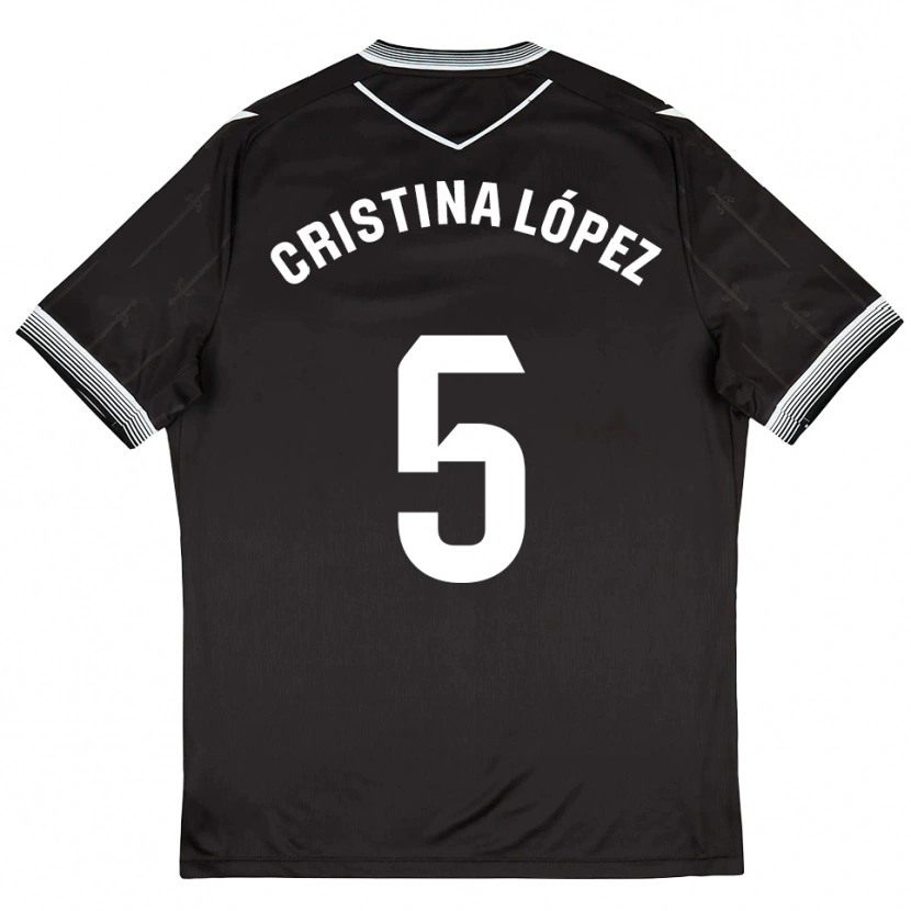 Danxen Women Cristina López #5 Black White Away Jersey 2025/26 T-Shirt