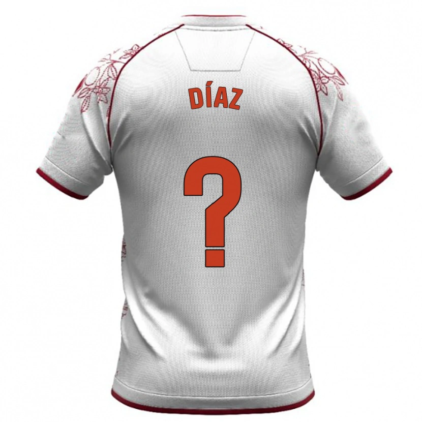 Danxen Women Josep Díaz #0 White Burgundy Away Jersey 2025/26 T-Shirt