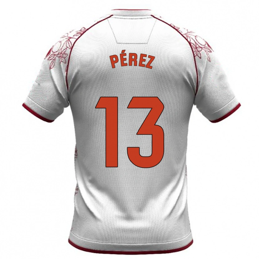 Danxen Women Axel Pérez #13 White Burgundy Away Jersey 2025/26 T-Shirt