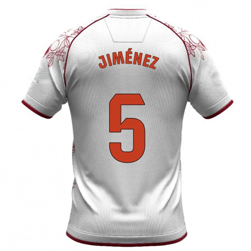 Danxen Women Alberto Jiménez #5 White Burgundy Away Jersey 2025/26 T-Shirt