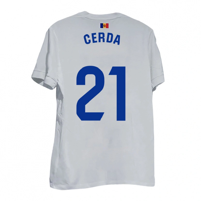 Danxen Women Josep Cerdà #21 White Blue Yellow Away Jersey 2025/26 T-Shirt