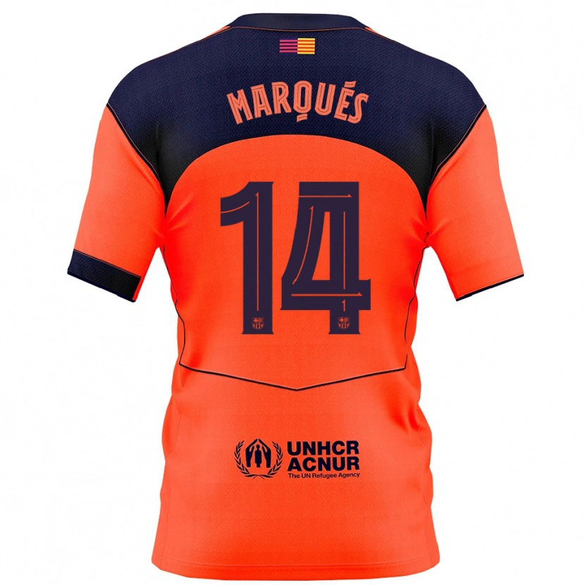 Danxen Women Tommy Marqués #14 Orange Navy Third Jersey 2025/26 T-Shirt