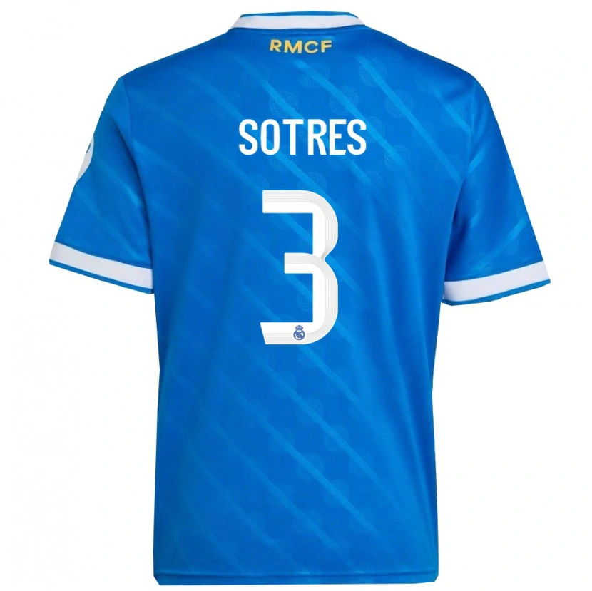 Danxen Women Alfredo Sotres #3 Blue  White Third Jersey 2025/26 T-Shirt