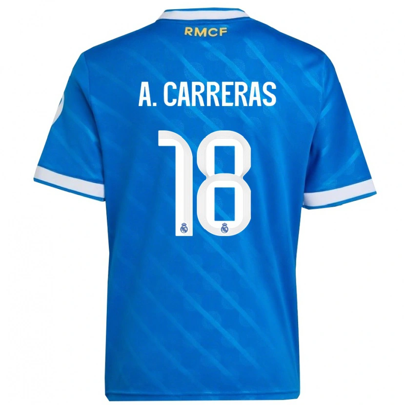 Danxen Women Álvaro Carreras #18 Blue  White Third Jersey 2025/26 T-Shirt