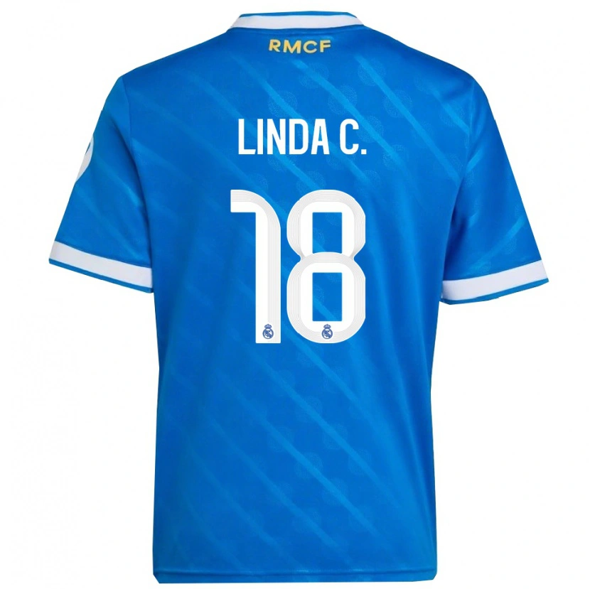 Danxen Women Linda Caicedo #18 Blue  White Third Jersey 2025/26 T-Shirt