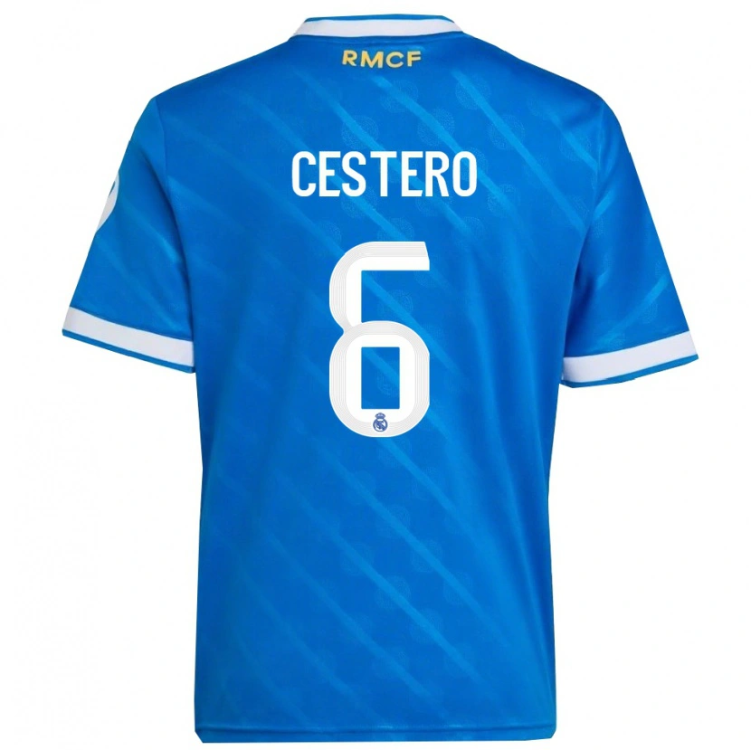 Danxen Women Jorge Cestero #6 Blue  White Third Jersey 2025/26 T-Shirt