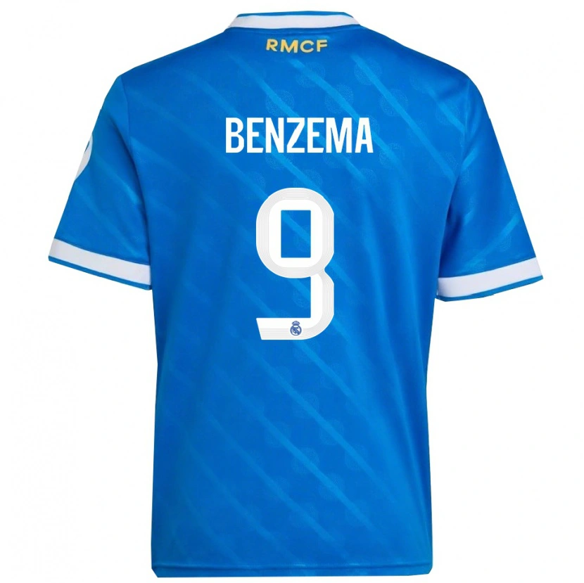 Danxen Women Karim Benzema #9 Blue  White Third Jersey 2025/26 T-Shirt