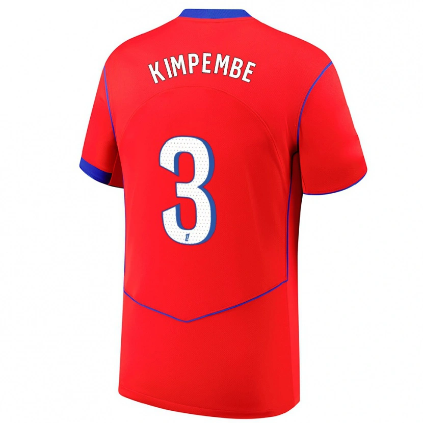 Danxen Women Presnel Kimpembe #3 Red Blue White Third Jersey 2025/26 T-Shirt