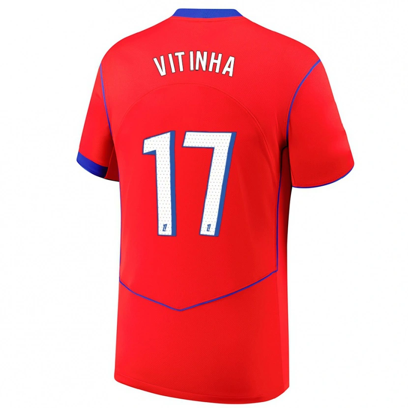 Danxen Women Vitinha #17 Red Blue White Third Jersey 2025/26 T-Shirt
