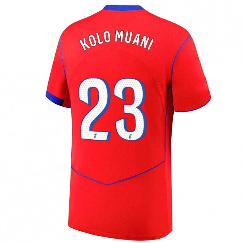 Danxen Women Randal Kolo Muani #23 Red Blue White Third Jersey 2025/26 T-Shirt