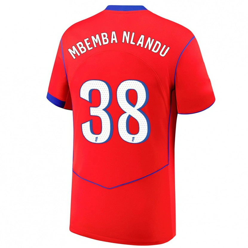 Danxen Women Emmanuel Mbemba #38 Red Blue White Third Jersey 2025/26 T-Shirt