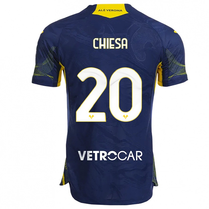 Danxen Kid Mattia Chiesa #20 Navy Yellow Home Jersey 2025/26 T-Shirt