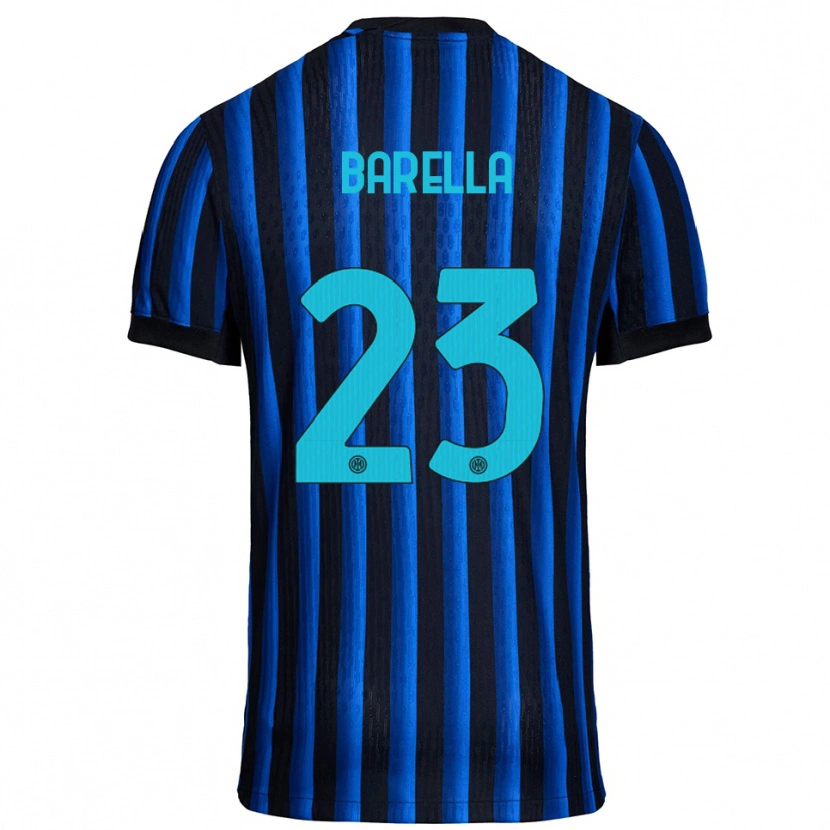 Danxen Kid Nicolò Barella #23 Black Blue Home Jersey 2025/26 T-Shirt