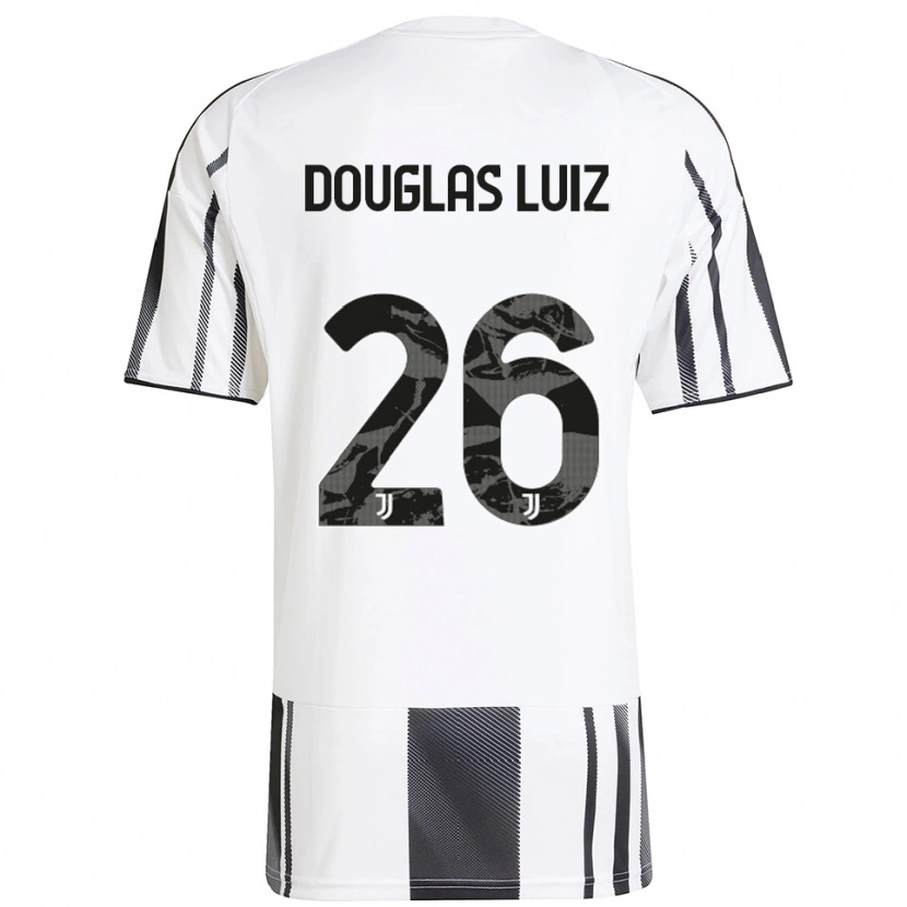 Danxen Kid Douglas Luiz #26 White Black Home Jersey 2025/26 T-Shirt