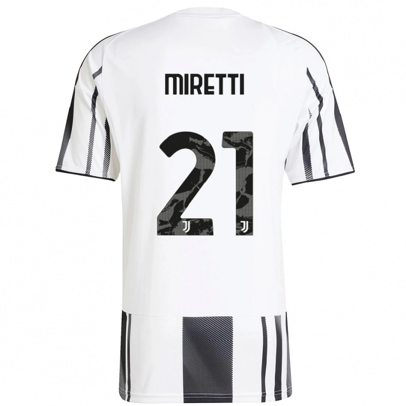 Danxen Kid Fabio Miretti #21 White Black Home Jersey 2025/26 T-Shirt