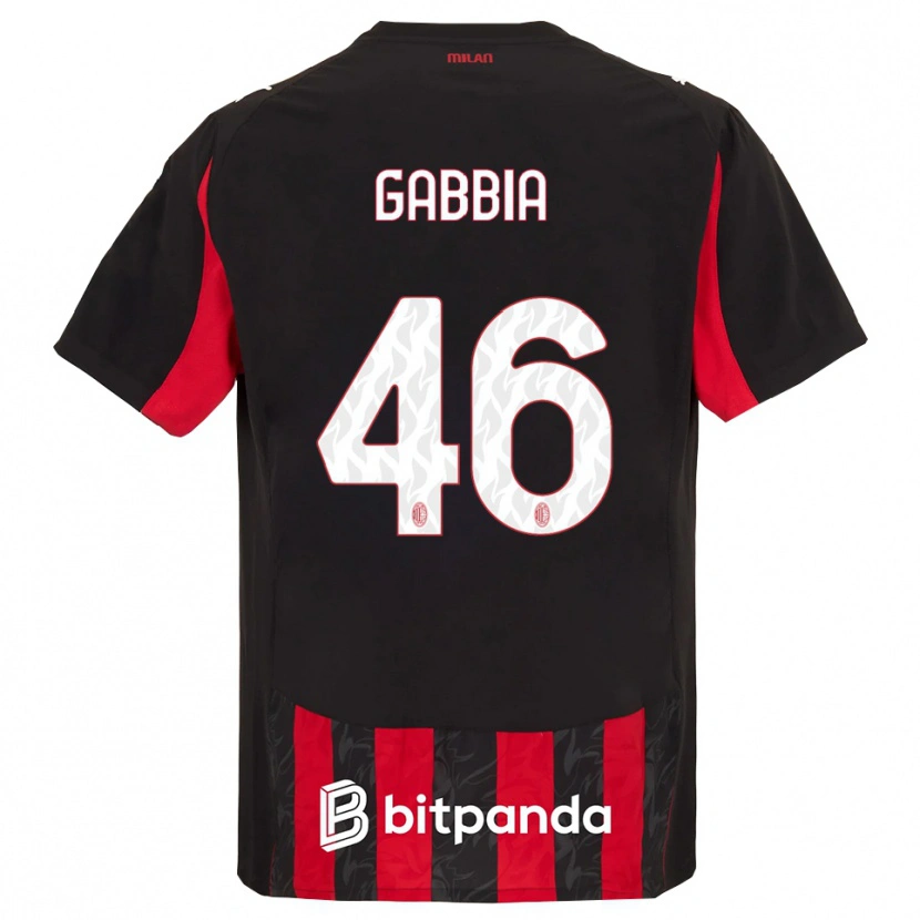 Danxen Kid Matteo Gabbia #46 Red Black Home Jersey 2025/26 T-Shirt
