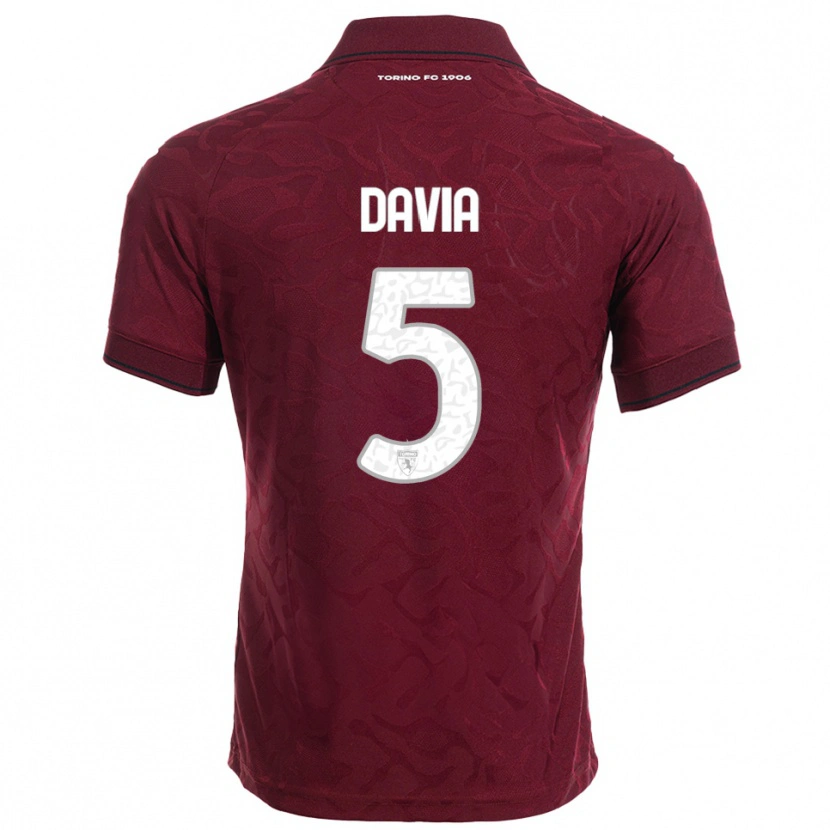 Danxen Kid Emiliano Davia #5 Burgundy White Home Jersey 2025/26 T-Shirt