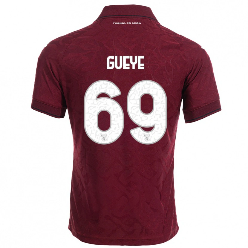 Danxen Kid Ousmane Gueye #69 Burgundy White Home Jersey 2025/26 T-Shirt