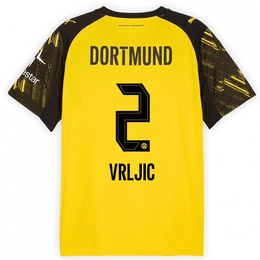 Danxen Kid Daniel Vrljic #2 Yellow Black Home Jersey 2025/26 T-Shirt