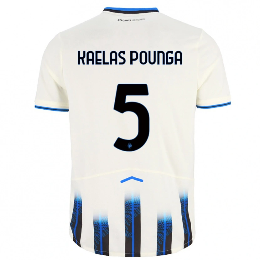 Danxen Kid Digne Kaelas Pounga #5 White Blue Away Jersey 2025/26 T-Shirt