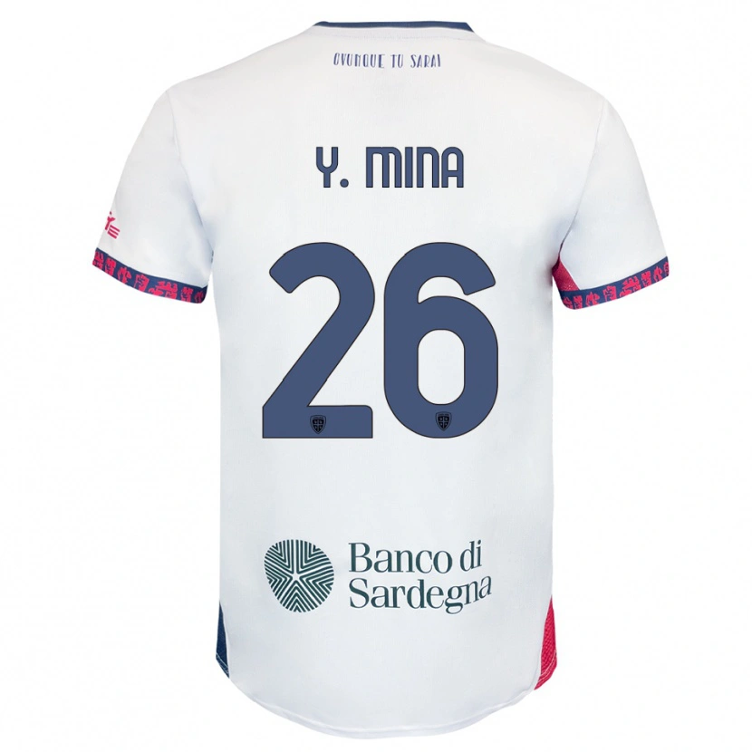 Danxen Kid Yerry Mina #26 White Navy Red Away Jersey 2025/26 T-Shirt