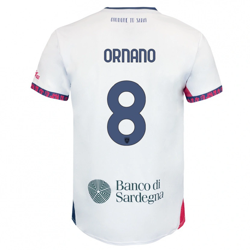 Danxen Kid Marco Ornano #8 White Navy Red Away Jersey 2025/26 T-Shirt