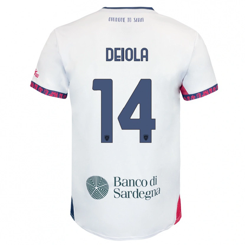 Danxen Kid Alessandro Deiola #14 White Navy Red Away Jersey 2025/26 T-Shirt