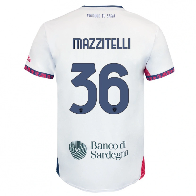 Danxen Kid Luca Mazzitelli #36 White Navy Red Away Jersey 2025/26 T-Shirt