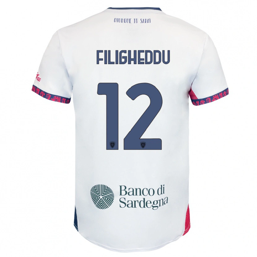 Danxen Kid Daniele Filigheddu #12 White Navy Red Away Jersey 2025/26 T-Shirt
