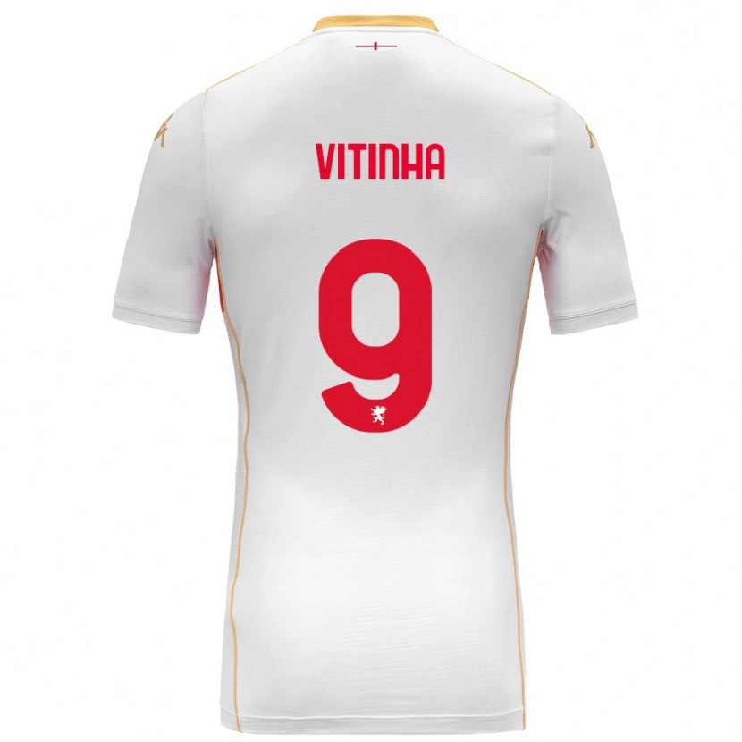 Danxen Kid Vitinha #9 White Red Away Jersey 2025/26 T-Shirt