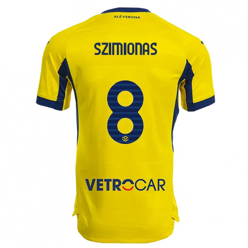 Danxen Kid Luca Szimionaș #8 Yellow Navy Away Jersey 2025/26 T-Shirt