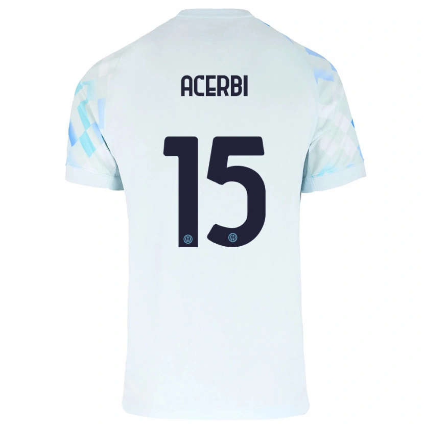Danxen Kid Francesco Acerbi #15 White Blue Away Jersey 2025/26 T-Shirt