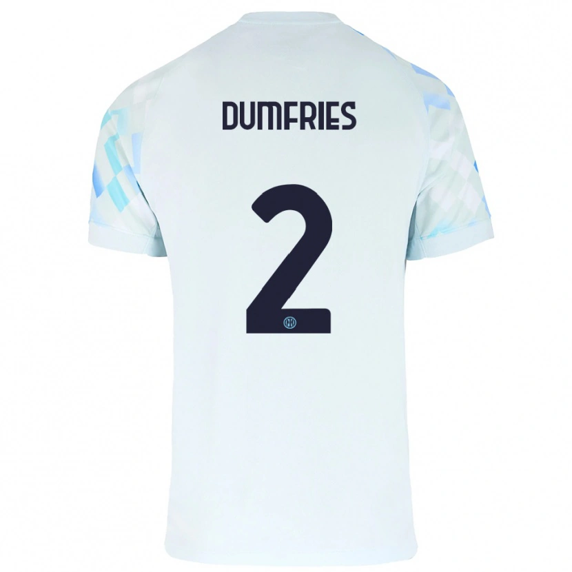 Danxen Kid Denzel Dumfries #2 White Blue Away Jersey 2025/26 T-Shirt