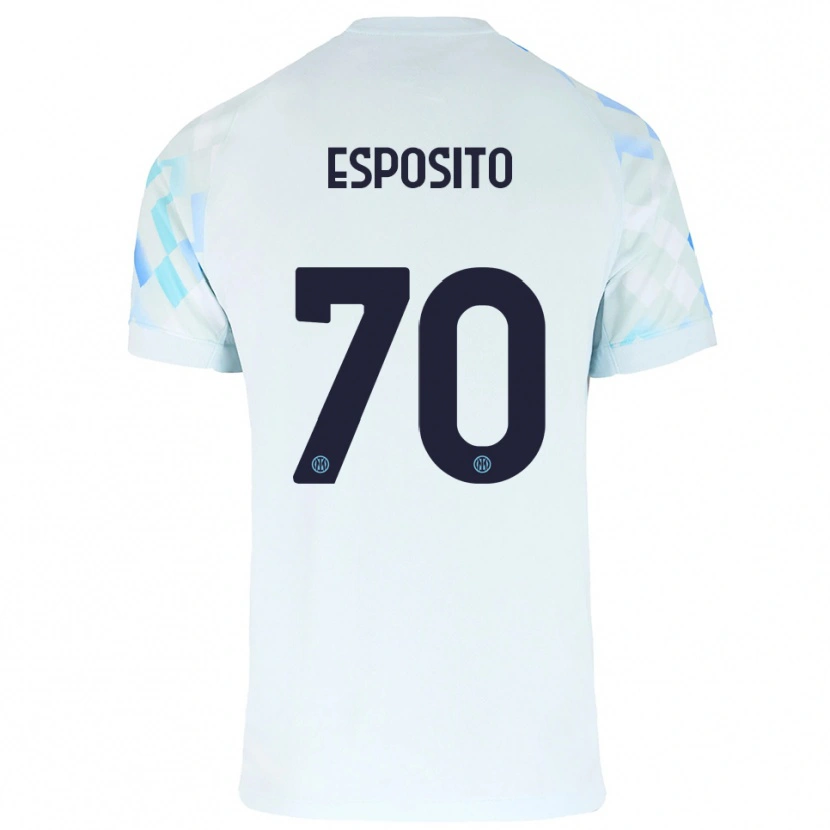 Danxen Kid Sebastiano Esposito #70 White Blue Away Jersey 2025/26 T-Shirt