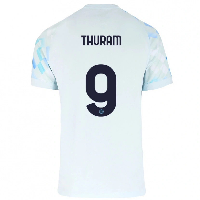 Danxen Kid Marcus Thuram #9 White Blue Away Jersey 2025/26 T-Shirt