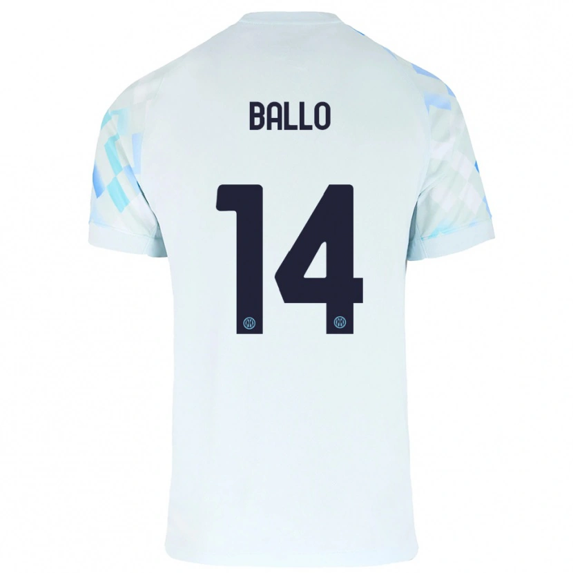 Danxen Kid Lamine Ballo #14 White Blue Away Jersey 2025/26 T-Shirt
